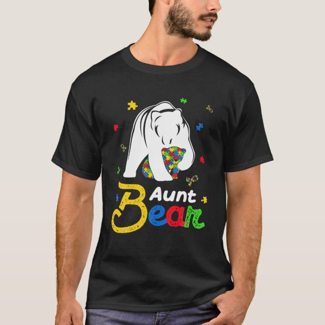 Camiseta Cute Autism Awareness Aunt Bear Family Autistic (Anverso)