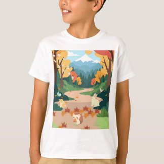 Camiseta Cute Autumn Forest Animals Cozy Landscape Art Post