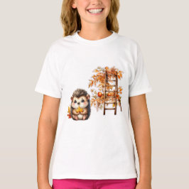 Camiseta Cute Autumn Hedgehog with Harvest Ladder Illustrat