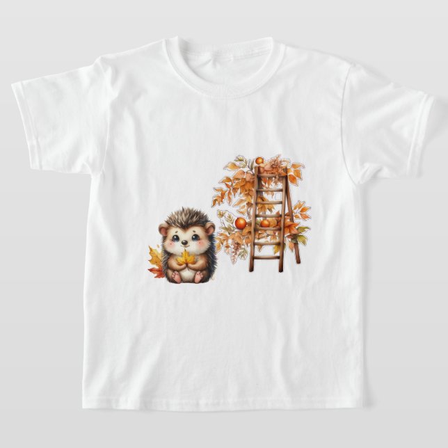 Camiseta Cute Autumn Hedgehog with Harvest Ladder Illustrat (Distribución)