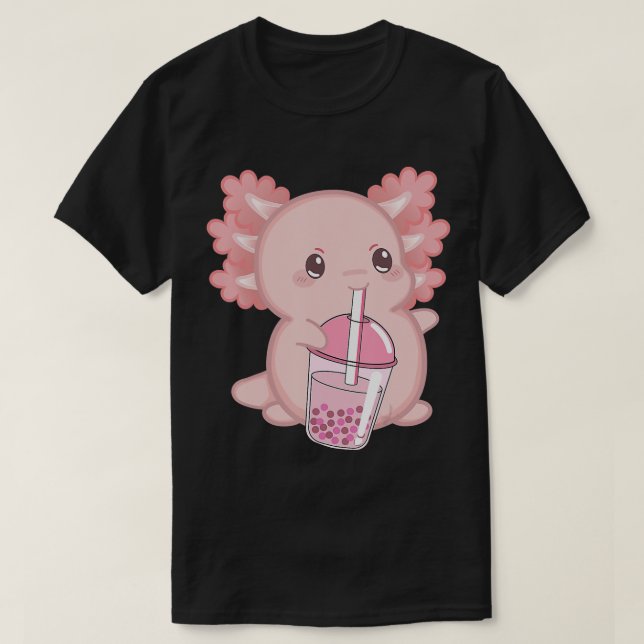 Camiseta Cute Axolotl Anime japonés de fresa rosa K (Diseño del anverso)