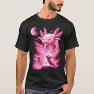 Camiseta Cute axolotl aullando a la luna meme místico