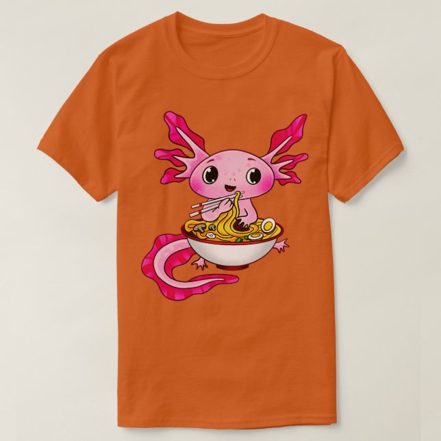 Camiseta Cute Axolotl Comiendo Rammen (Diseño del anverso)