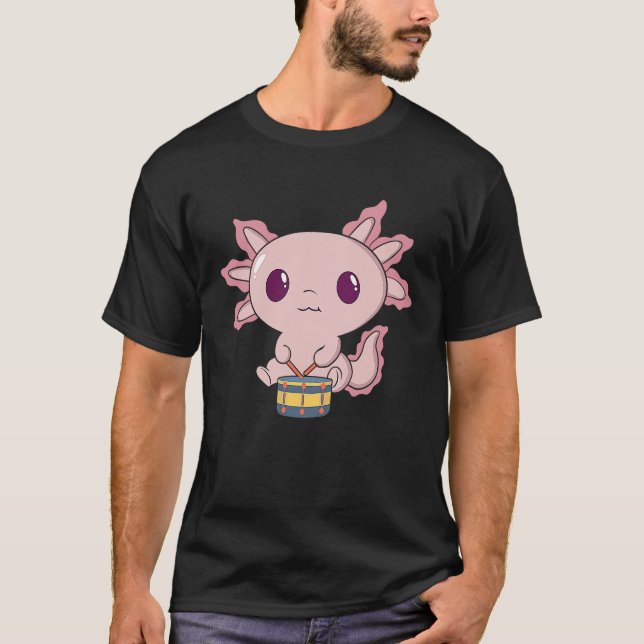 Camiseta Cute Axolotl Playing Snare Percussion  Snare Drumm (Anverso)