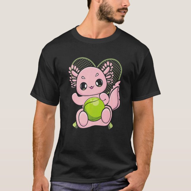 Camiseta Cute Axolotl Plays Tennis And Racket Sport For Ten (Anverso)