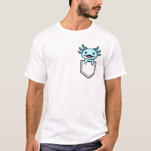 Camiseta Cute Axolotl Pocket Blue Salamander Plush Amphibia