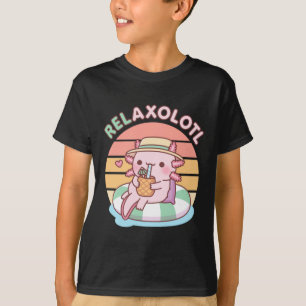 Camiseta Cute Axolotl Relajado En Flotador De Piscina Relax