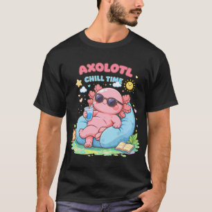 Camiseta Cute Axolotl Relajándose en Estilo Divertido Kawai