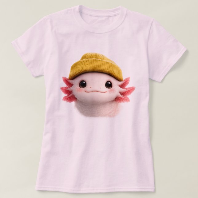 Camiseta Cute Axolotl Wearing Beanie Retro 90s Design  (Diseño del anverso)