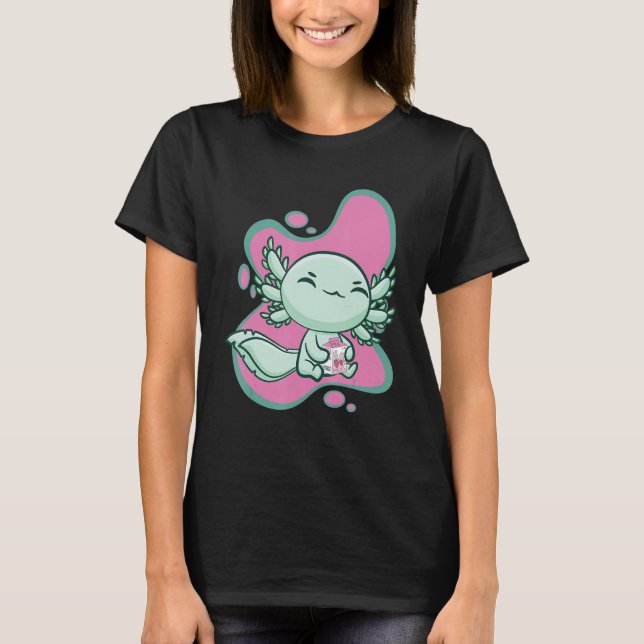 Camiseta Cute Axolotl With Strawberry Milk And Bubble Tea B (Anverso)