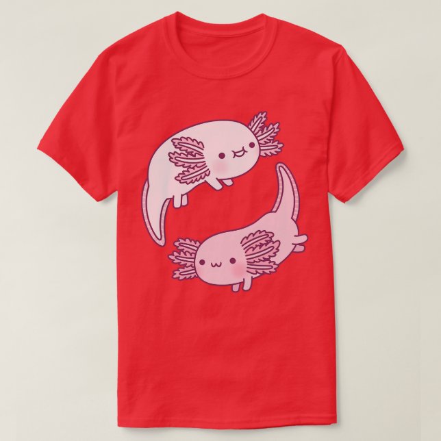 Camiseta Cute Axolotls Yin Yang (Diseño del anverso)