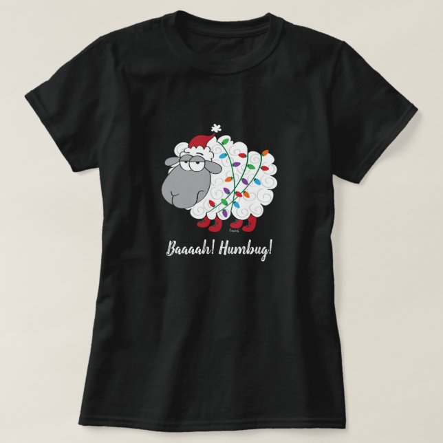 Camiseta Cute Baaah Humbug Sheep con luces (Diseño del anverso)