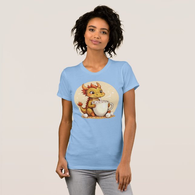 Camiseta Cute Baby Dragon Hot Chocolate Kids Kawaii Cozy De (Anverso completo)