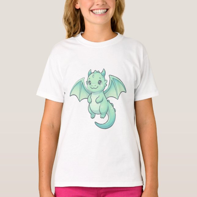 Camiseta Cute Baby Dragon Kids T-Shirt – Adorable Cartoon F (Anverso)