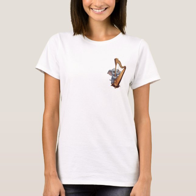 Camiseta Cute Baby Elephant Peeking Behind an Ornate Golden (Anverso)