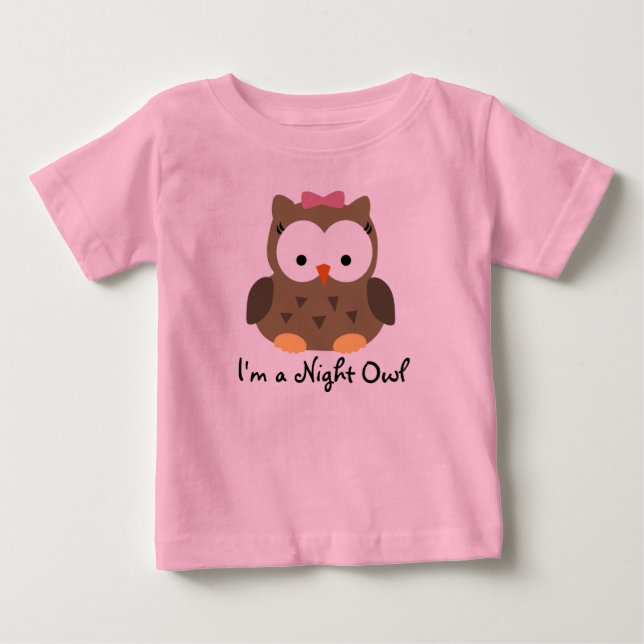 Camiseta Cute Baby Girl Night Owl (Anverso)