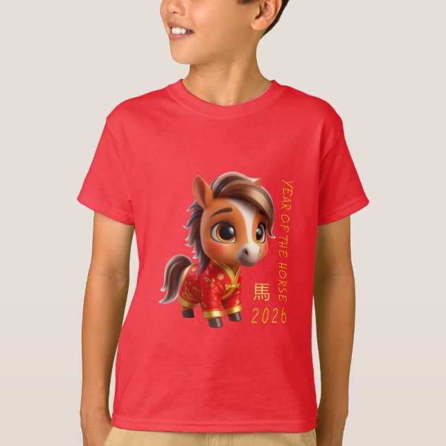 Camiseta Cute Baby Horse Chinese New Year 2026 Kids T (Anverso)