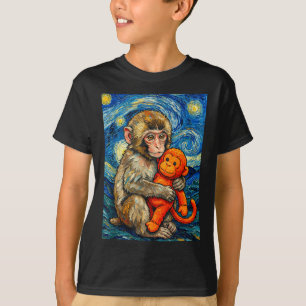 Camiseta Cute baby monkey punch meme noche estrellada van g