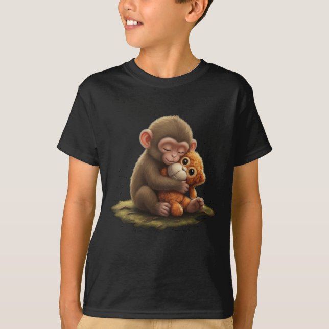 Camiseta Cute Baby Monkey Punch Viral Zoo Japan Design (Anverso)
