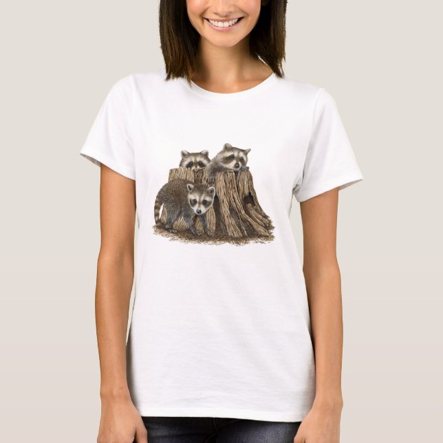 Camiseta Cute Baby Raccoons (Anverso)