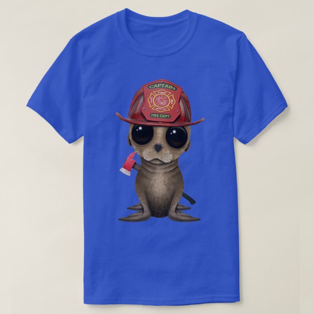 Camiseta Cute Baby Sea Lion Firefighter (Diseño del anverso)
