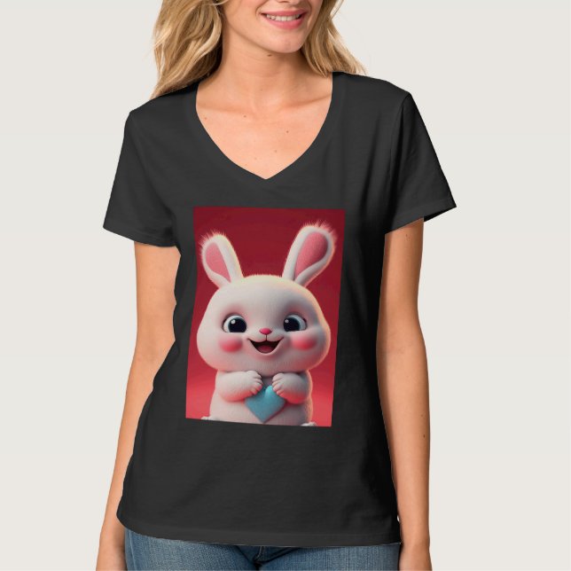 Camiseta Cute baby white rabbit happy smile big eyes Valent (Anverso)