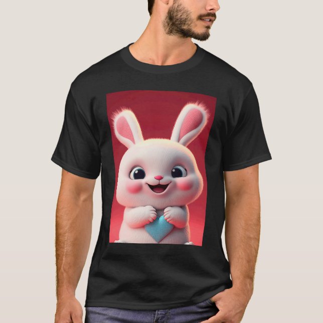 Camiseta Cute baby white rabbit happy smile big eyes Valent (Anverso)