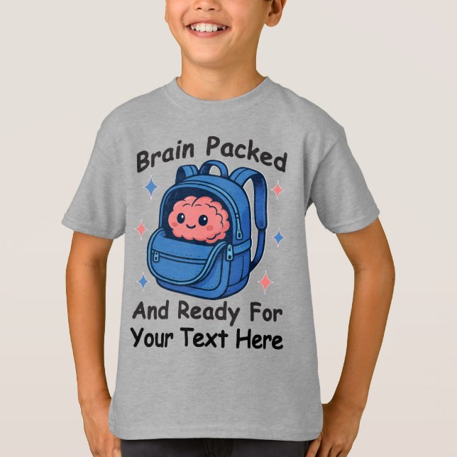 Camiseta Cute Back-to-School Customizable “Brain Ready" (Anverso)