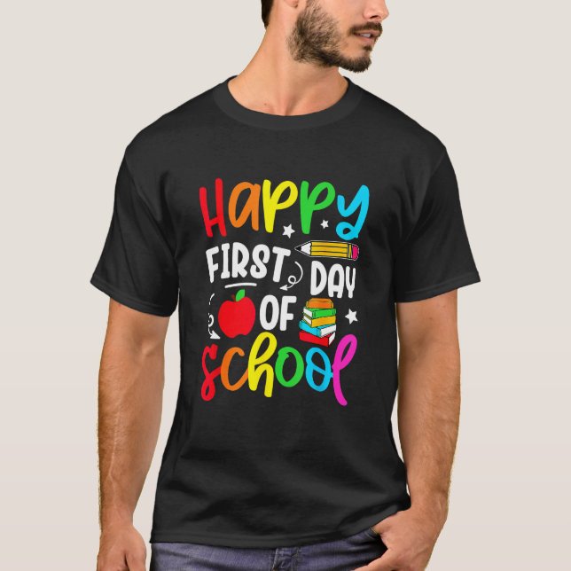 Camiseta Cute Back To School Happy First Day Of School Teac (Anverso)