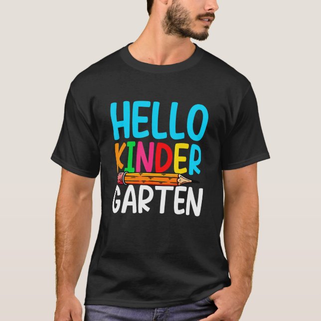 Camiseta Cute Back To School Hello Kindergarten First Day O (Anverso)
