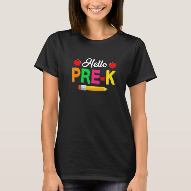 Camiseta Cute Back To School Hello Pre K First Day Of Schoo (Anverso)