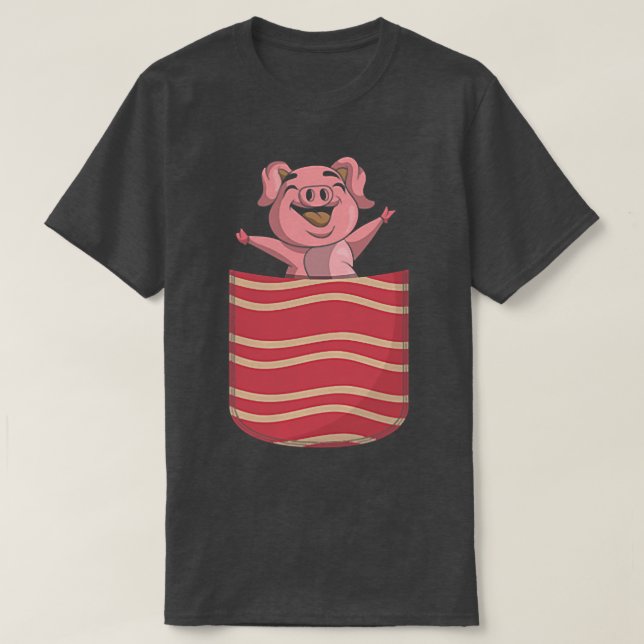 Camiseta Cute Bacon Lover Funny Bolsillo de cerdo Bacon 631 (Diseño del anverso)