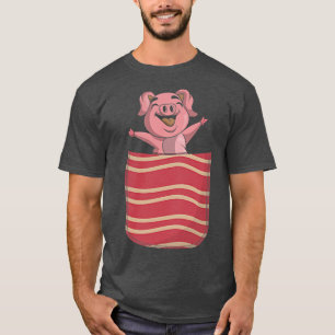 Camiseta Cute Bacon Lover Funny Bolsillo de cerdo Bacon 631
