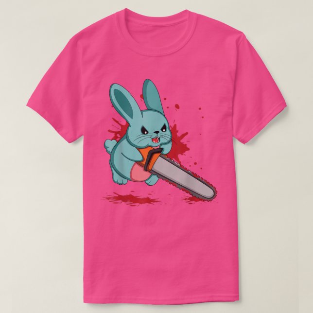 Camiseta Cute Bad Evil Bunny Scary Saw Rabbit Egg Happy Eas (Diseño del anverso)