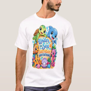 Camiseta Cute Bajo el Mar Cumpleaños Party Sticker 