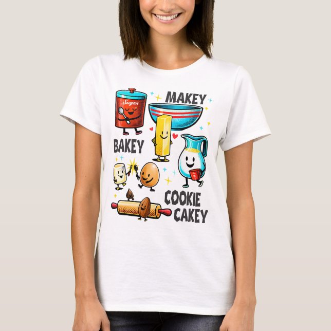 Camiseta Cute baking ingredients collage bakery pastry chef (Anverso)