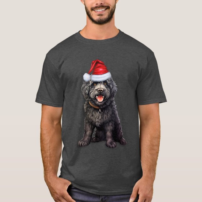 Camiseta Cute Barbet Black Dog Lover Funny Navidades (Anverso)
