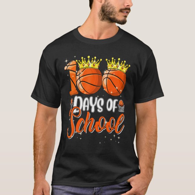 Camiseta Cute Basketball 100 Days Of School Teacher Happy 1 (Anverso)