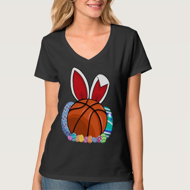 Camiseta Cute Basketball Easter Egg Bunny  For Kids Boys To (Anverso)