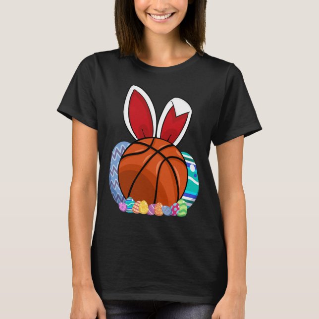 Camiseta Cute Basketball Easter Egg Bunny  For Kids Boys To (Anverso)