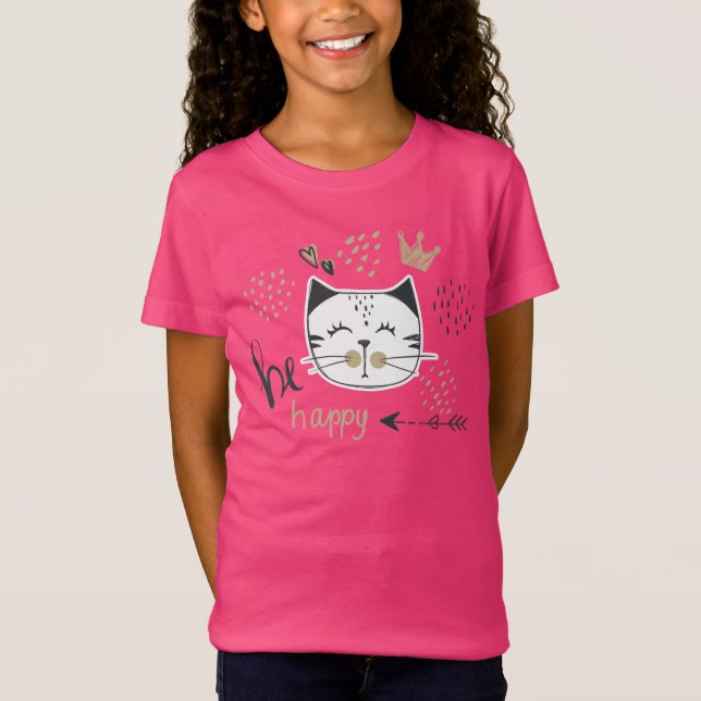 Camiseta Cute Be Happy Cat (Anverso)