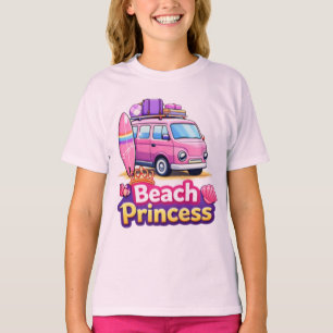 Camiseta Cute Beach Princess Furgoneta Rosa de Surf - Camis