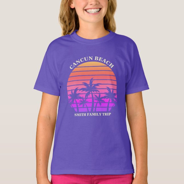 Camiseta Cute Beach Trip Palm Tree Personalizado Niños Mora (Anverso)