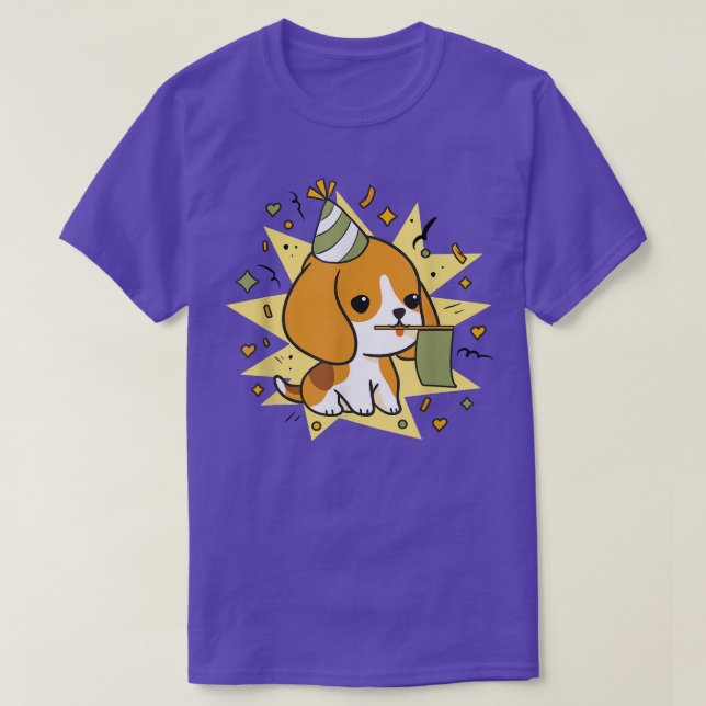Camiseta Cute Beagle Bebé Celebración De Cumpleaños Dueño D (Diseño del anverso)