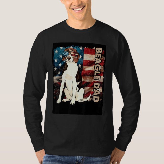 Camiseta Cute Beagle Dad American Flag Patriotic 4 De Julio (Anverso)