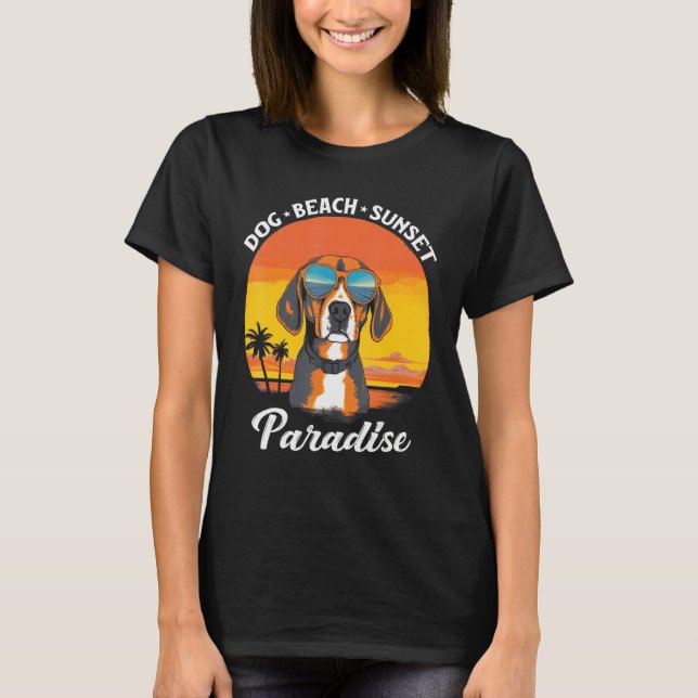 Camiseta Cute Beagle Dog Beach Sunset Paradise (Anverso)