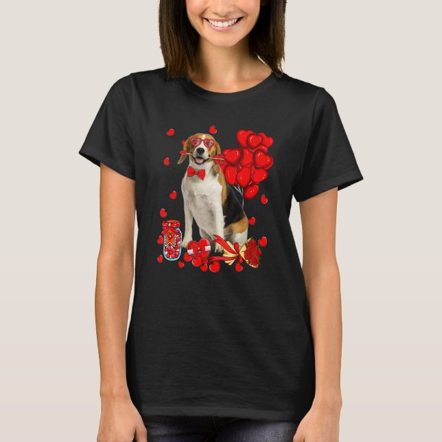 Camiseta Cute Beagle Dog Funny Heart Valentine's Day Dog Mo (Anverso)
