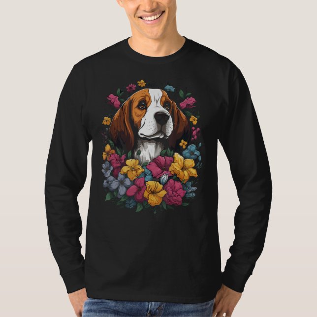 Camiseta Cute Beagle Flower Bouquet (Anverso)