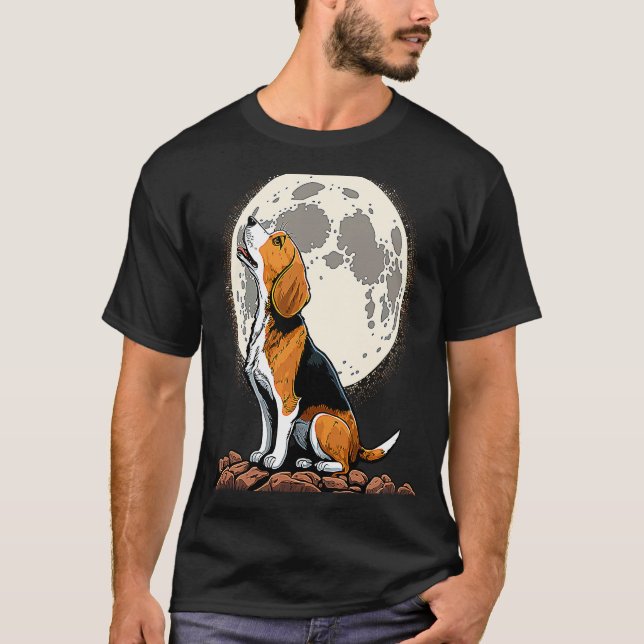 Camiseta Cute Beagle Howling at the Moon  Beagle Mom (Anverso)