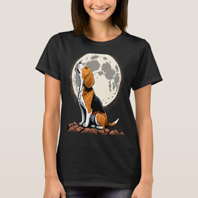 Camiseta Cute Beagle Howling at the Moon  Beagle Mom (Anverso)
